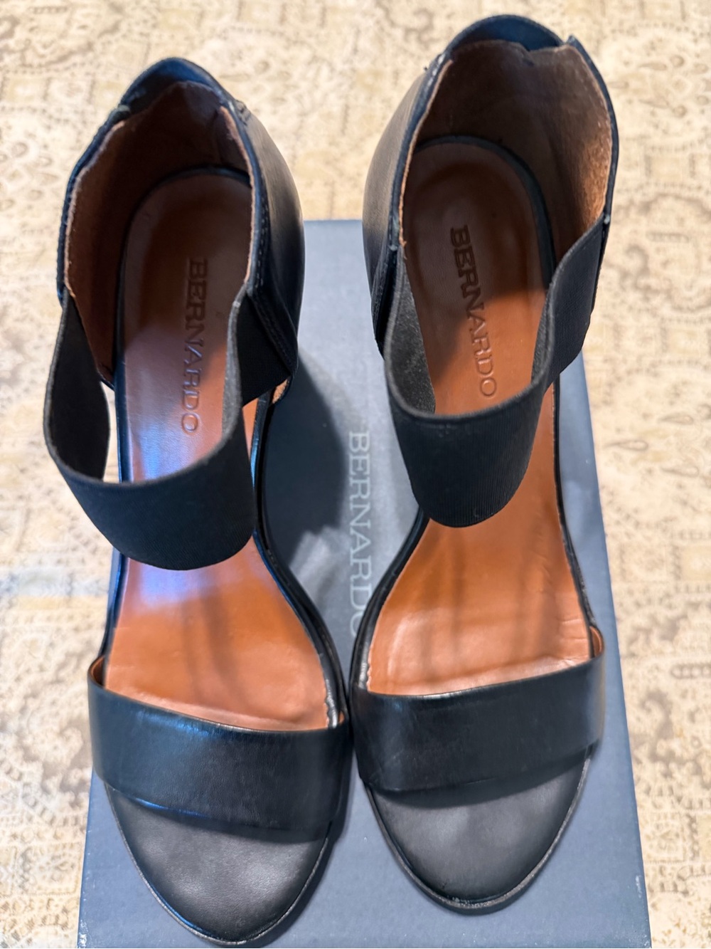 Bernardo Black Block Heel Sandals